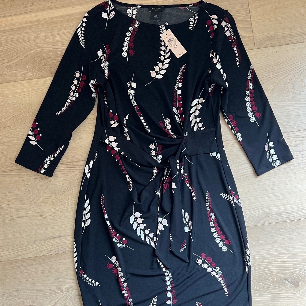 Ann Taylor Factory Knee Length Jersey Dress with Waist Wrap- Size Small Petite